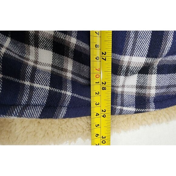 Wrangler Mens Blue Plaid Button-Up Sherpa-Lined Flannel Jacket/ Shacket - Picture 12 of 12